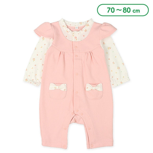 西松屋 ELFINDOLL スムースポケット切り替え花柄長袖カバーオール正規品