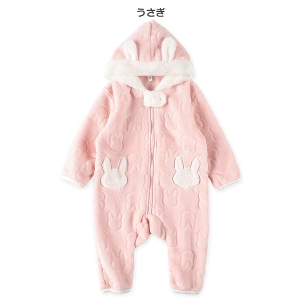 西松屋 ELFINDOLL くま・うさぎ型押しアップリケ付きカバーオール 正規品