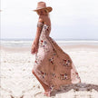 Elegant Ladies Summer Boho Vacation Resort Slit Maxi dress off shoulder Long floral Beach summer slit dress