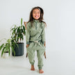 Kids' Bamboo Fleece Half-Zip | Sage With Outer Space