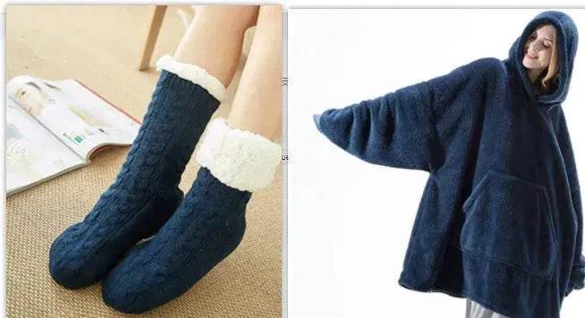 Thick Fleece Hooded Unisex Sweater Winter Double-sided Sweatshirt