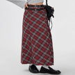 Retro Plaid High Waist student maxi Skirt