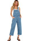 Jeans with Suspender Buttons – Women’s Wide Leg High Waist Denim