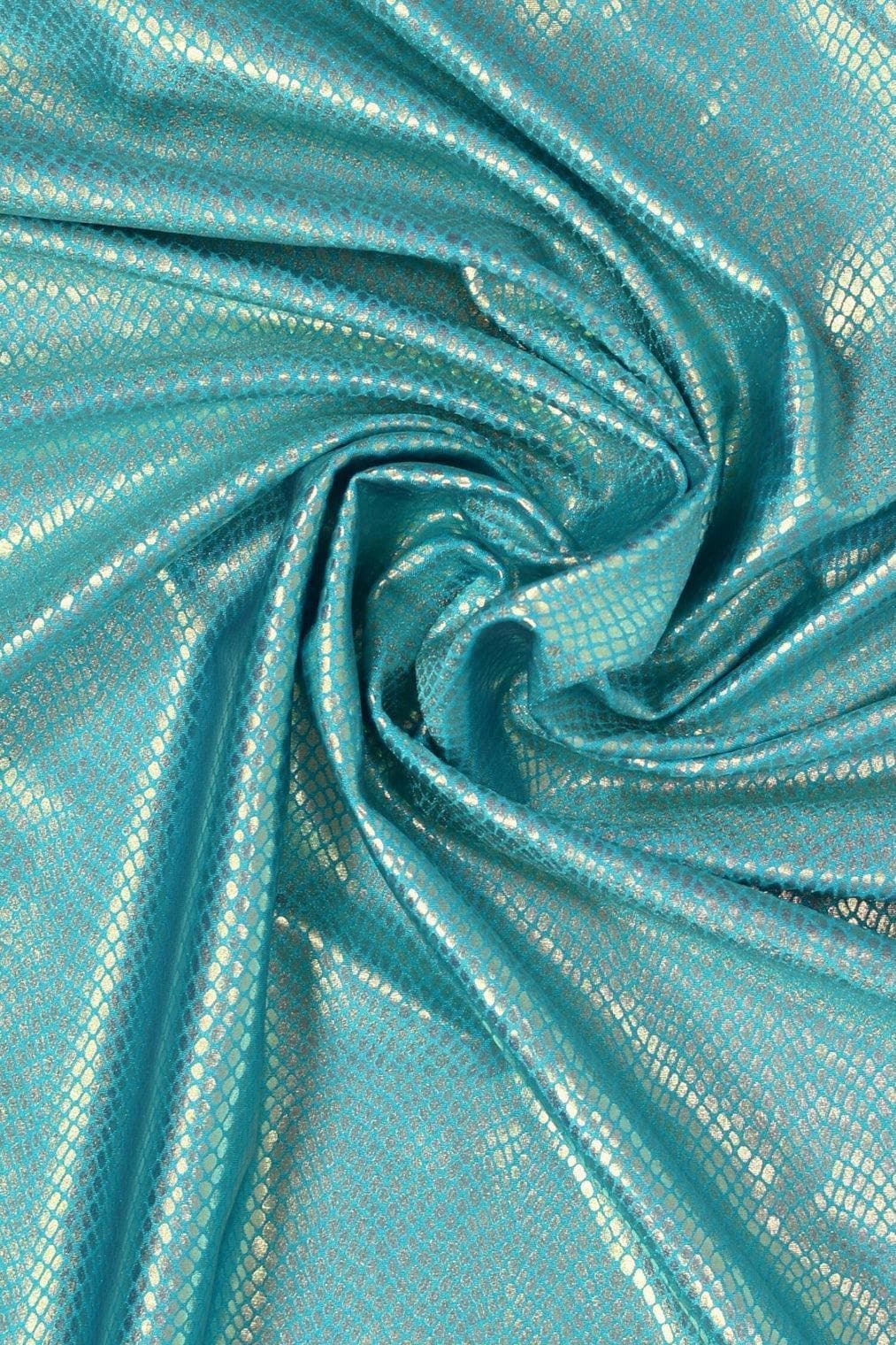 Foil Snake Print Spandex Fabric: Purple, Pink & Turquoise Metallic 4-Way Stretch