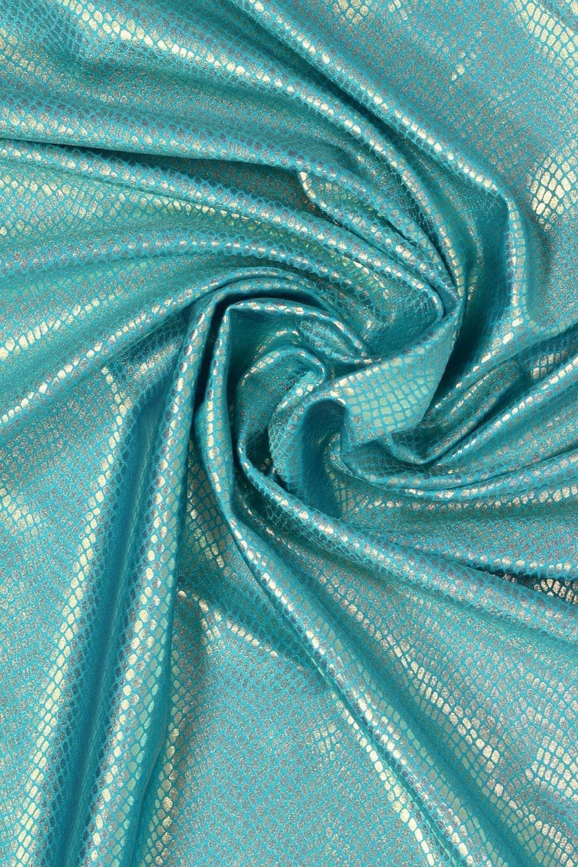 Foil Snake Print Spandex Fabric: Purple, Pink & Turquoise Metallic 4-Way Stretch