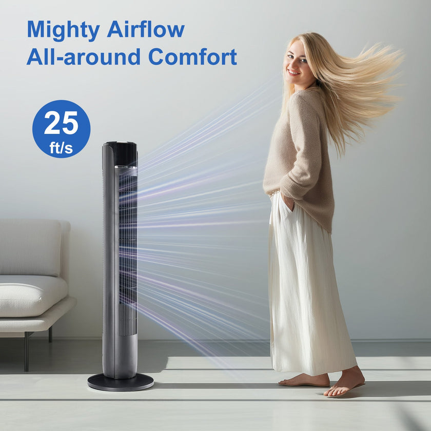 Standing Tower Fan 35-Inch – 5-Speed Remote Control, 12H Timer & 60° Oscillation