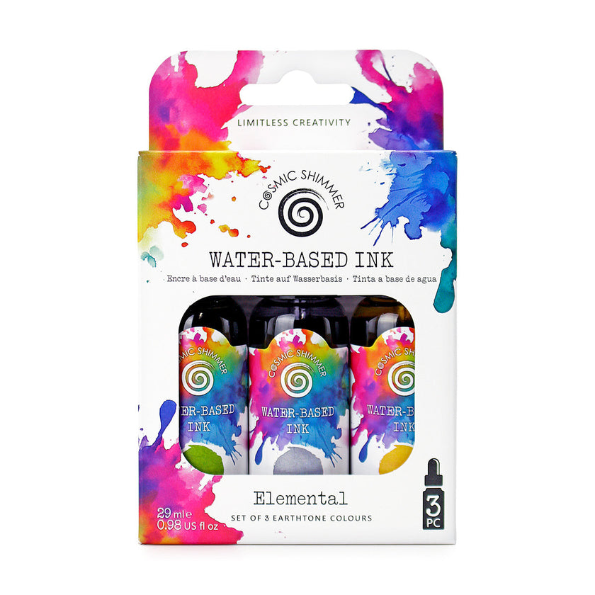 Cosmic Shimmer Elemental Water-Based Inks, Set of 3 Earthtone Colours