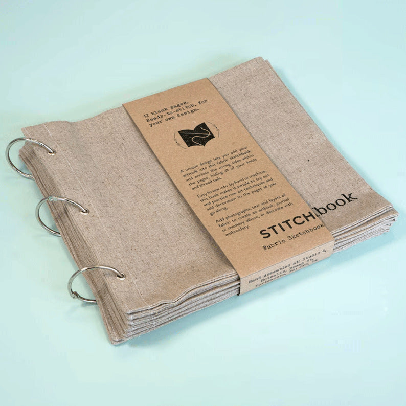 Linen Stitchbook Sketchbook for Painting & Needlework – Beige, Brown, Gray