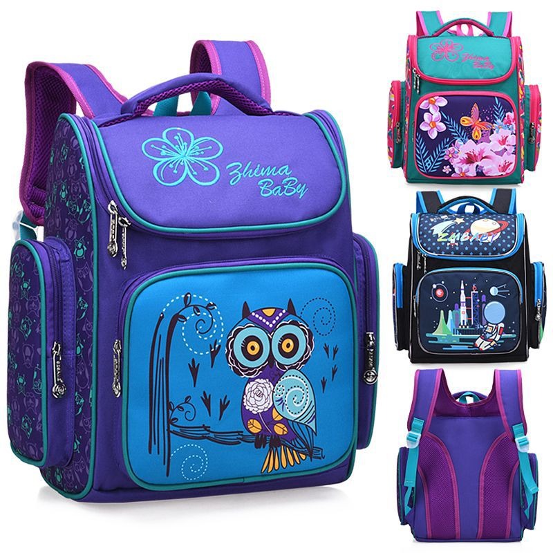 Cartoon Owl Kids School Backpack – 3D Cute Children's Bag (Blue, Purple, Rose Red)