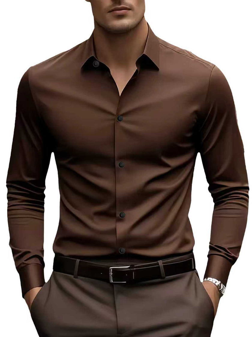 Men's Slim Fit Long Sleeve Business Dress Shirt – 12 Colors, S–3XL | Canada & USA