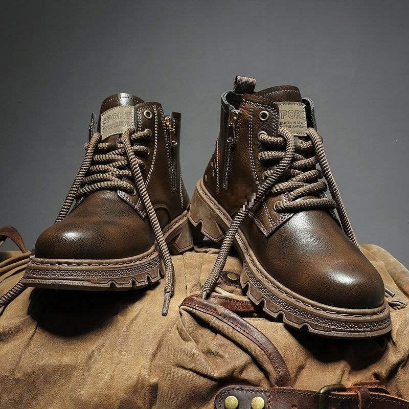 Men's High-Top Suede Leather Boots – Handcrafted Korean Style