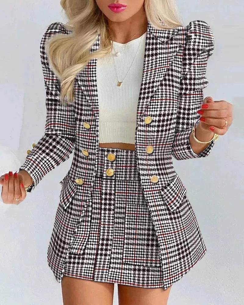 Women  Slim fitted Formal Fashion Short Skirt suit co ord skirt set for women