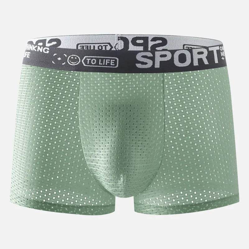 Men's Underwear Mid Waist Mesh Ice Silk Mesh SPORT Boxer Brief