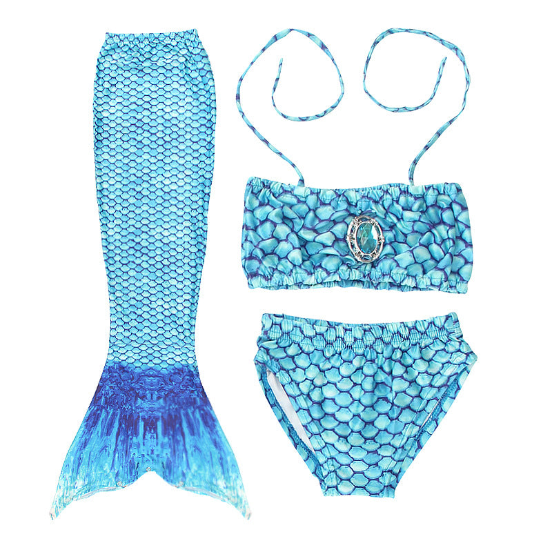 Girls Mermaid Bikini Set for Kids – 3-Piece Swimsuit with Skirt, Panties & Bra (Ages 3–8)