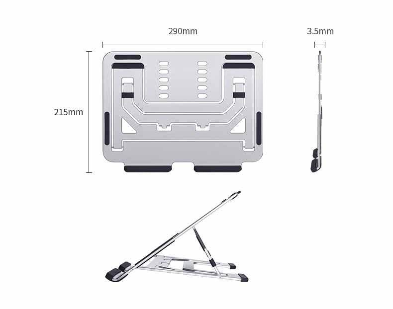 Aluminum Laptop Stand Adjustable Ergonomic 5-Angle Foldable Riser