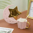 4pc set Creative Porcelain Ceramic Coffee Cup With Star And Moon Saucer