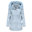 Autumn Winter Fur Collar cotton padded long winter jacket for women