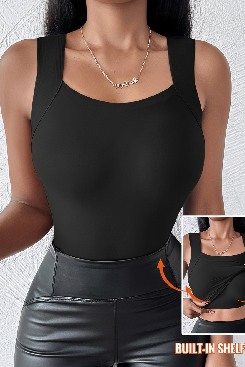 Women's Seamless Thermal Vest – Built-In Bra, Nylon, S–6XL | Multiple Colours
