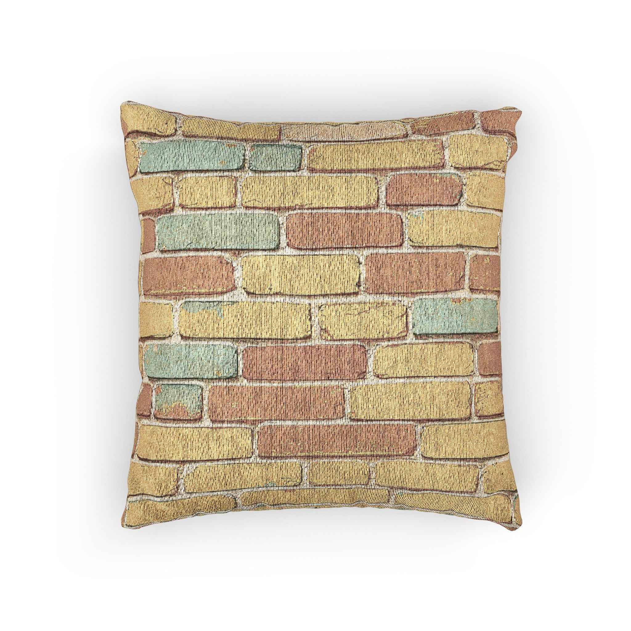 Pastel Brick Pattern Woven Pillow | Rustic Geometric Throw Pillow