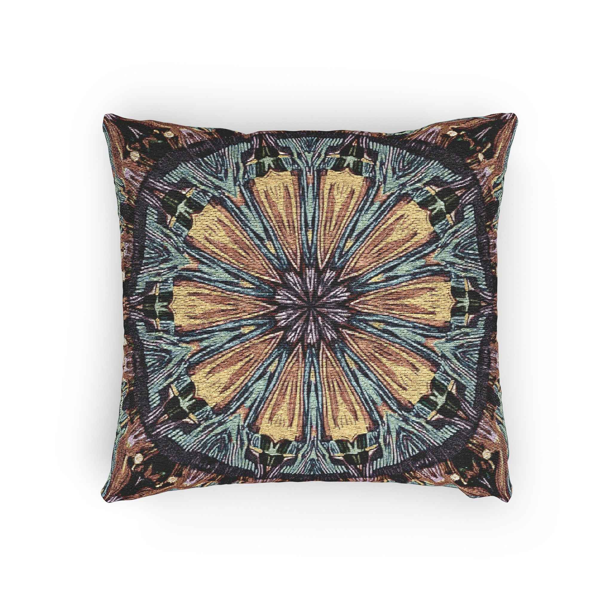 Geometric Mandala Woven Pillow | Boho Tile Decorative Cushion