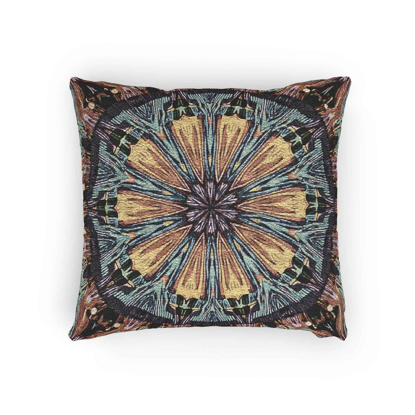 Geometric Mandala Woven Pillow | Boho Tile Decorative Cushion