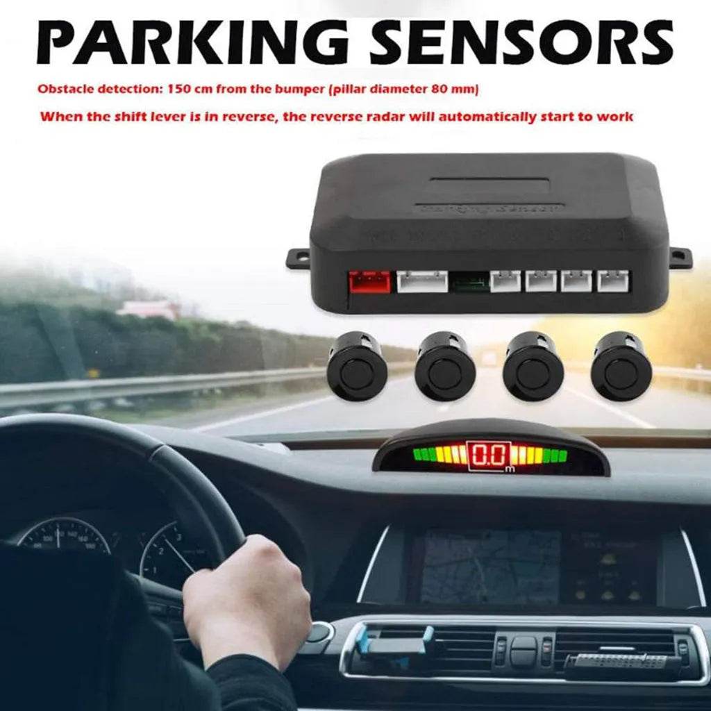 Auto Car LED Crescent Buzzer Radar Parking Sensor 4 Probes Car Camera