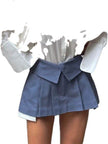 European And American Style College Style High Waist Mini Pleated Skirt