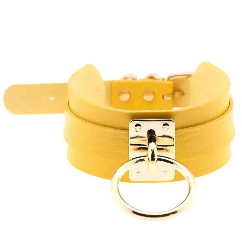 Gothic Punk Wide PU Leather O Ring BDSM Collar Choker Necklace Women Bondage Collar