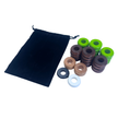 32 Lime Green and Walnut Carrom / Pichenotte Rings - (Lime Green / Walnut / Natural / Black / White) - Anneaux De Pichenottes - Game Accessories / Accessoires De Jeu