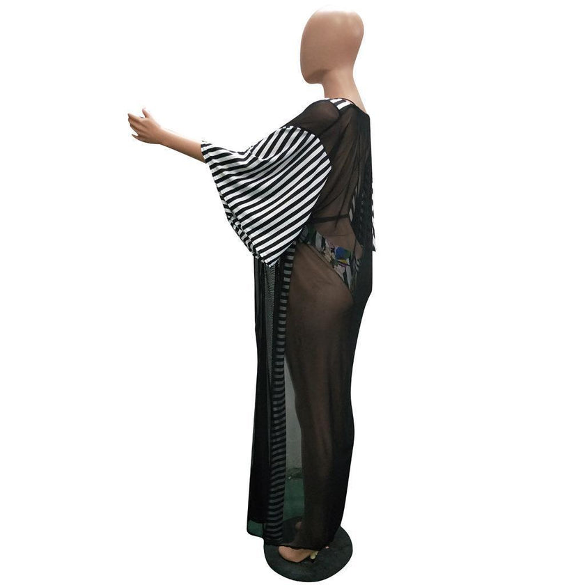Plus Size Women Mesh Print Swimsuit | Elastic One-Piece Swimwear