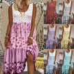 Casual Summer Boho Dress Floral Sleeveless Midi Dress