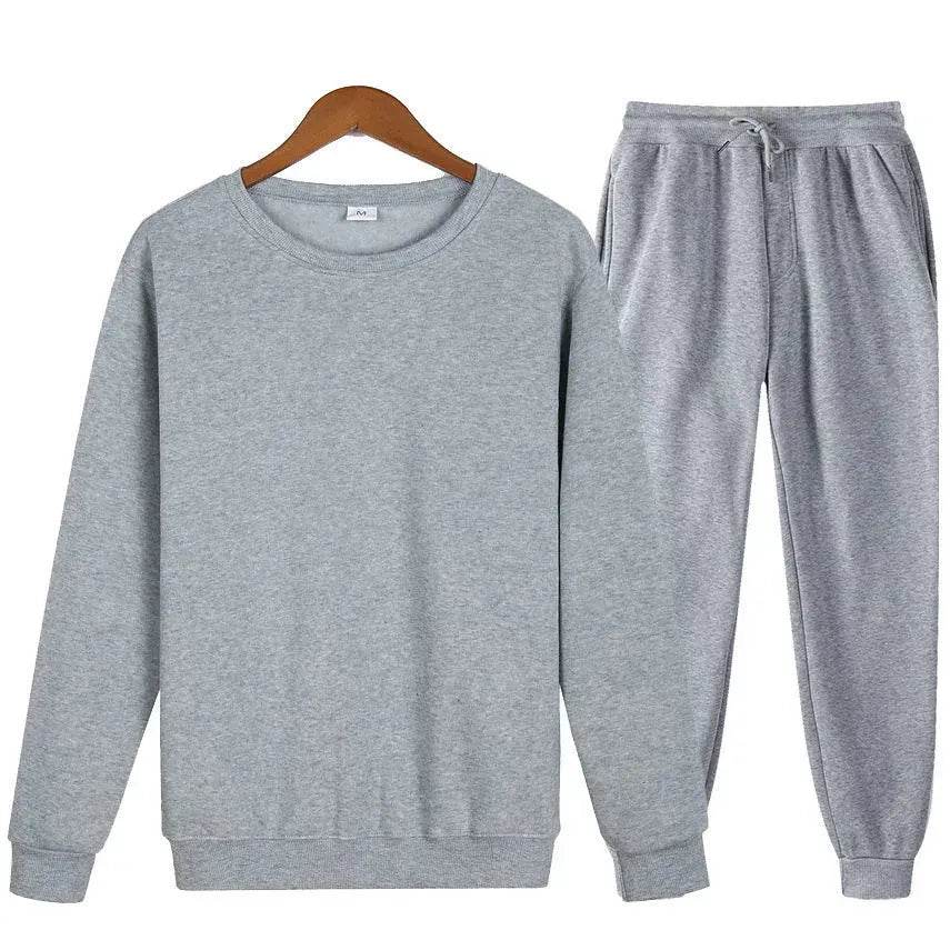Autumn Winter  street fashion Plain Crew neck Sweatsuit for men