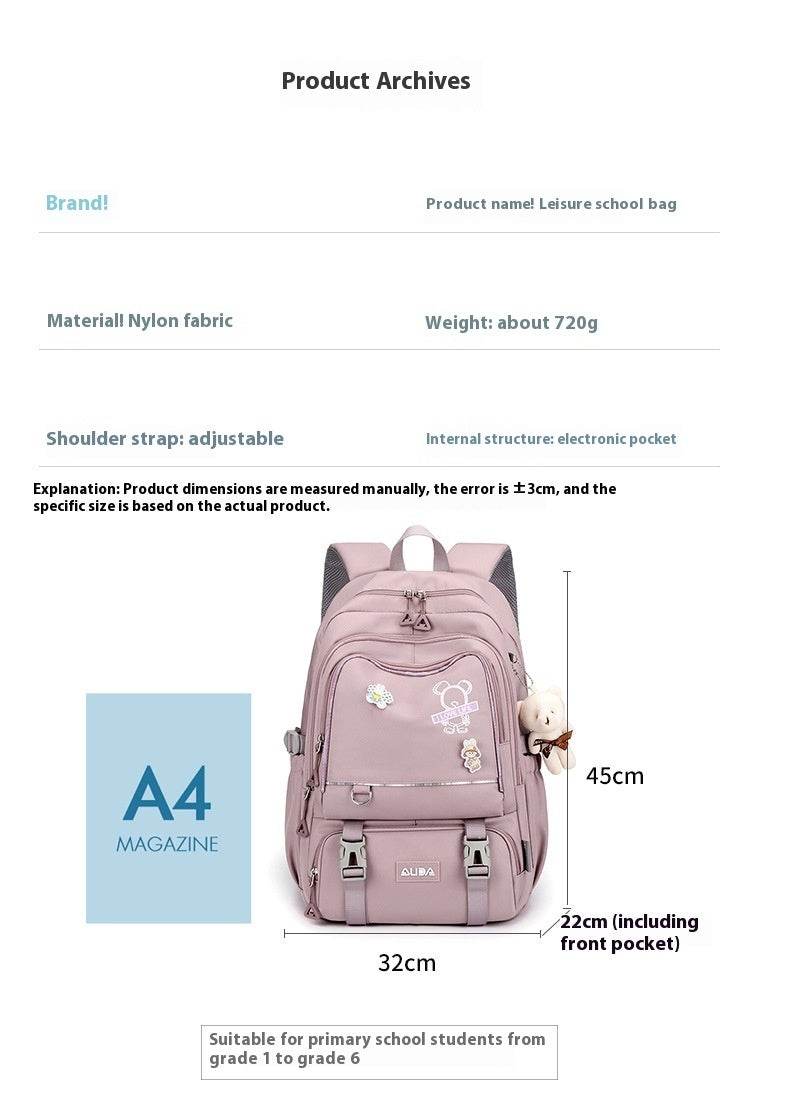 Large Capacity Lightweight Spine-protective Girls Backpack