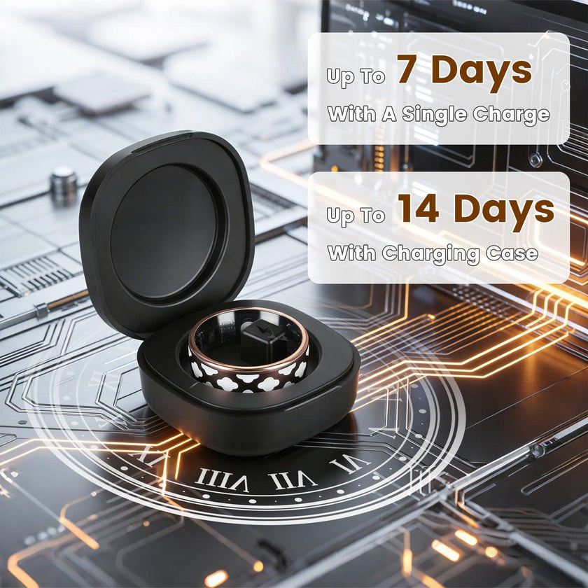 Smart Ring Health Tracker White Cloud Fitness Sleep HRV Stress Titanium IP68 7-Day Battery