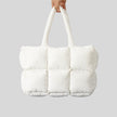 Soft Down Quilted Puffer Tote Handbag for Women – Cotton-Filled | White & Black