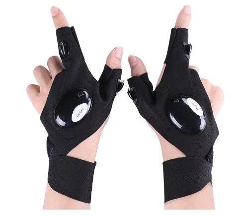 LED Outdoor Flashlight Fishing Half Finger Sports Lighted Gloves