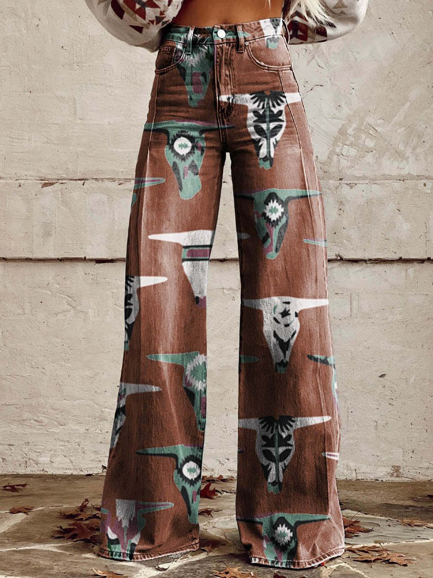 3D Graphic Printed Wide Leg Pants for Women – High Waist Bootcut Graphic Trousers