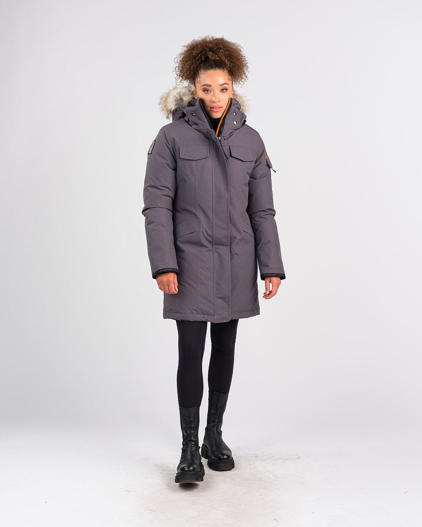 Outdoor Survival Canada OSC Women's Jaci -40 Down Parka, Charcoal Grey, Medium - ON DISPLAY