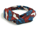 Women Retro Style Knotted Hairband floral Print Cross Headband