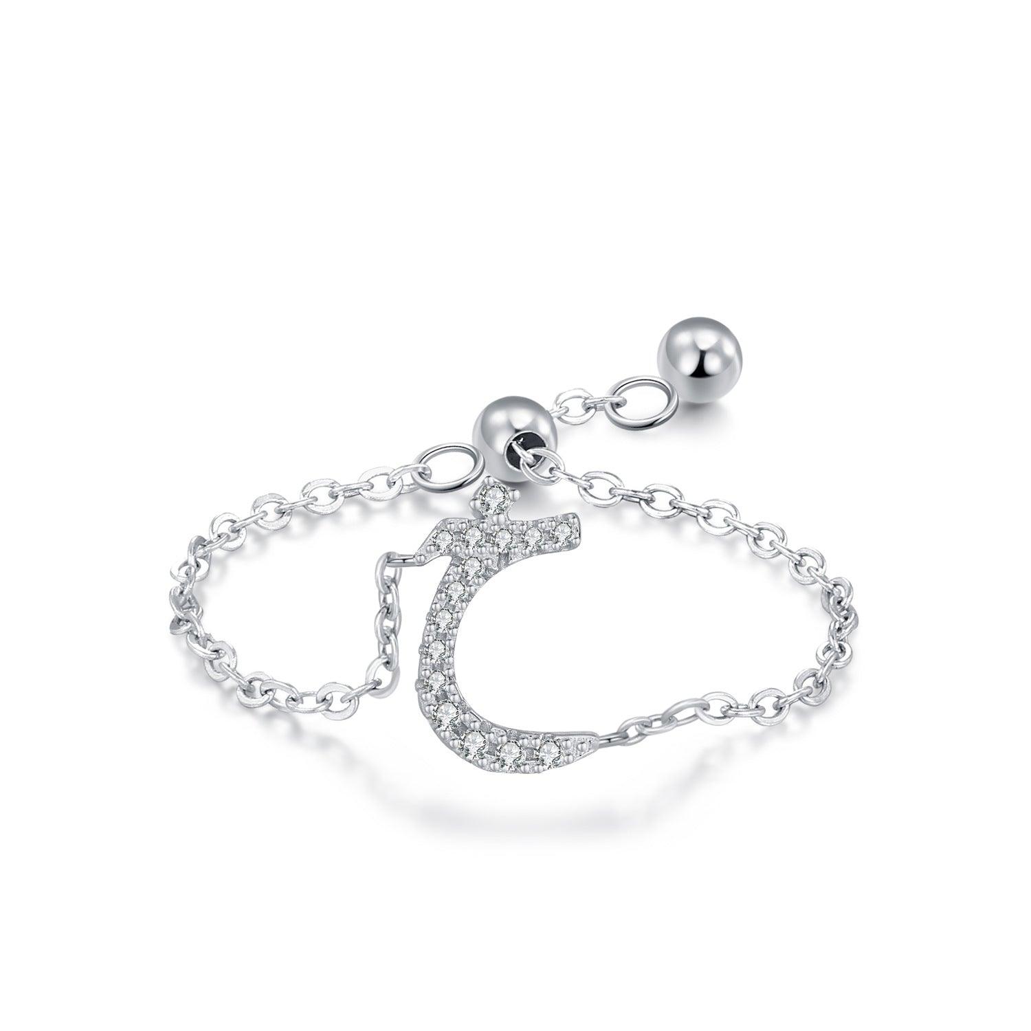 S925 Sterling Silver Niche Style Arabic Letters Pull-out Chain All-match Stackable