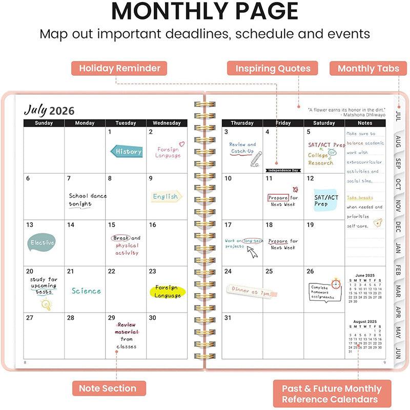 A5 Coil Planner Notebook 2026 – Spiral Bound Daily Planner in 6 Colours
