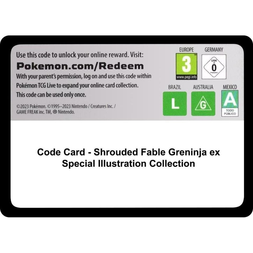 Code Card - Shrouded Fable Greninja ex Special Illustration Collection (SFA)