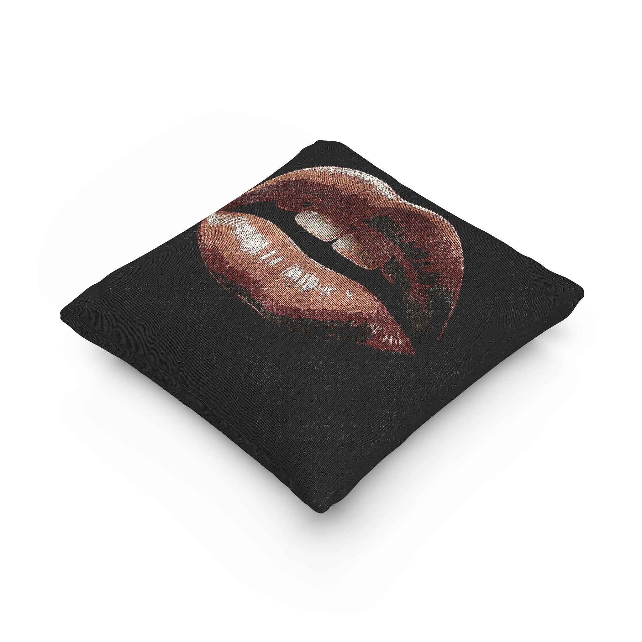Kiss Design Woven Pillow | Lip Print Accent Pillow
