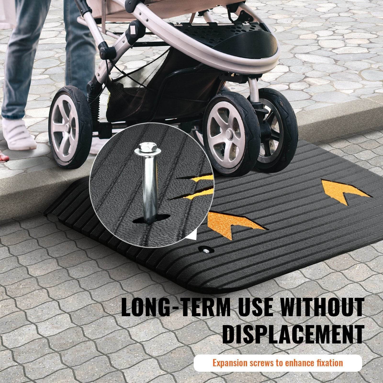 Upgraded Rubber Threshold Ramp, 3.5 Rise Door Ramp With 1 Channel, Natural Rubber Car Ramp With Non-Slip Textured Surface, 33069 Lbs Load Capacity Curb Ramp For Wheelchair And Scooter