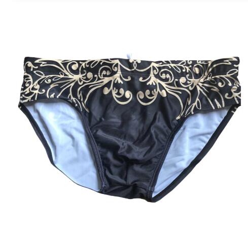 Men's Vintage Gold Foil Print Swim Briefs | Nylon Swimsuit Canada | M-XXL