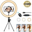 10-inch LED Ring Light, 120 LEDs, 2900-6500K, USB Powered, Phone Holder and Tripod Options