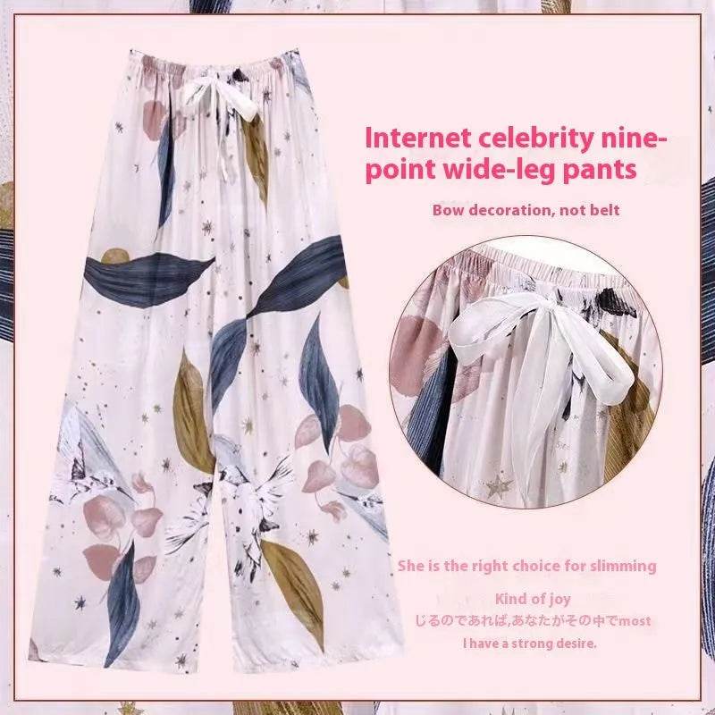 Cotton Silk Pajama Lounge trouser Pants Summer Women