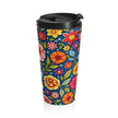 Colorful Floral Pattern Stainless Steel Travel Mug | Flower Travel Tumbler