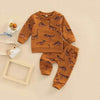 Infant Toddler Bone Dragon Floral Print Long Sleeve Pullover Trousers Two-piece Set In Stock Wholesale