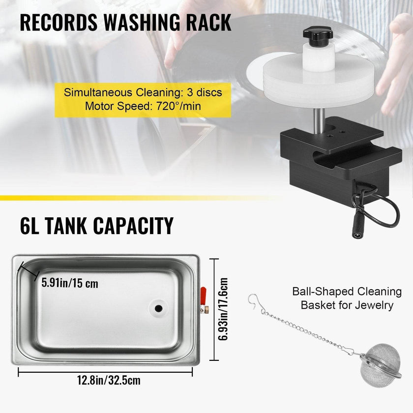 Ultrasonic Vinyl Record Cleaner for Home and Professional Use
